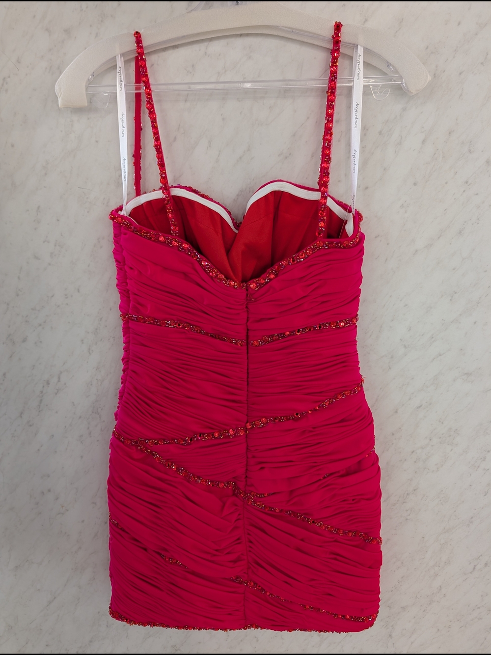 Strapless Fuchsia Ruched Mini Dress